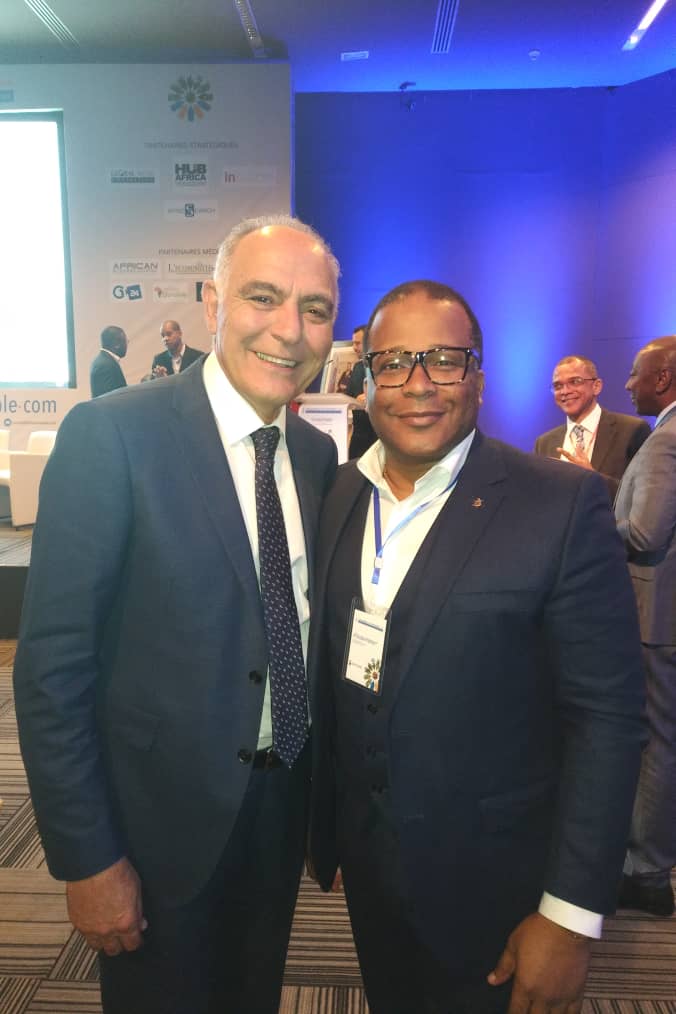 Le Président de la Cop 22, Mr Salaheddine Mezouar avec le Directeur Exécutif de NSIA Fondation, Mr Régis F. SEGBENOU au cours de la 4ème édition « AFRICAN BUSINESS & SOCIAL RESPONSIBILITY FORUM » (Libérer le potentiel RSE des entreprises Africaines)